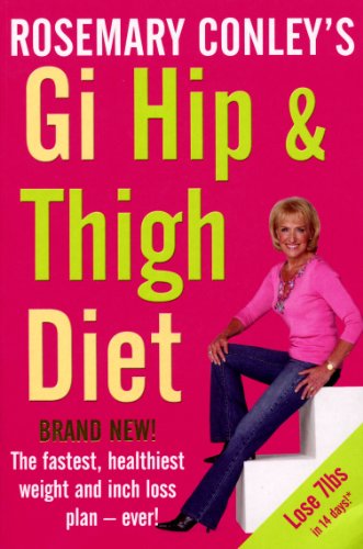 Book cover featuring Rosemary Conley and bright yellow text: "Gi Hip & Thigh Diet".