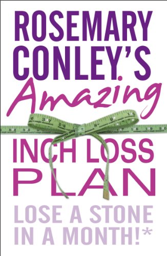 Book cover with purple text, a measuring tape, and the title “Amazing Inch Loss Plan.”