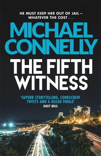 Book cover for "The Fifth Witness" by Michael Connelly, city skyline.