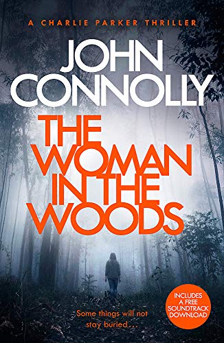Book cover: dark woods backdrop, figure walking away, orange title text.