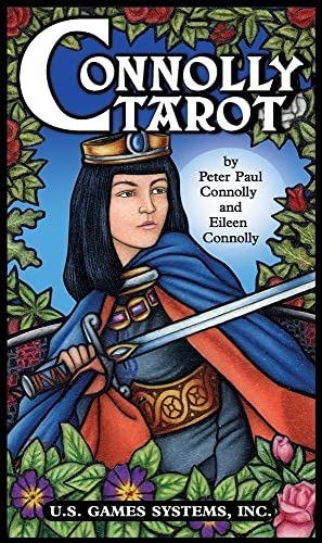 Connolly Tarot Deck cover featuring a knight holding a sword amidst roses.