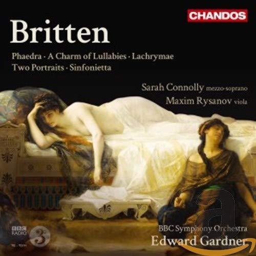 CD cover for Britten’s “Phaedra” featuring classical artwork and text.