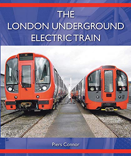 Red London Underground electric train carriages on railway tracks.