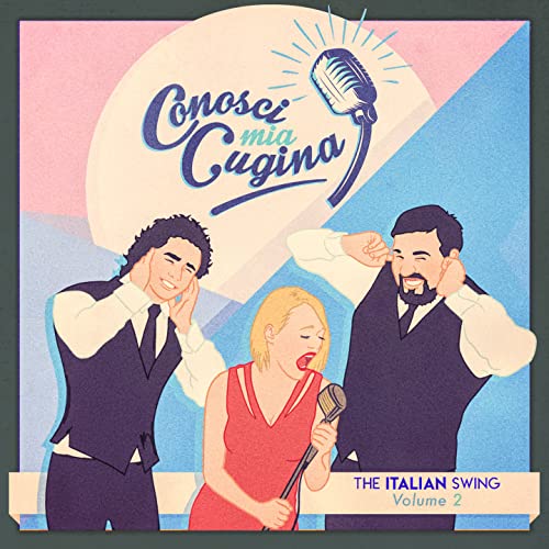 CD cover: illustrated singers with a vintage microphone and title.