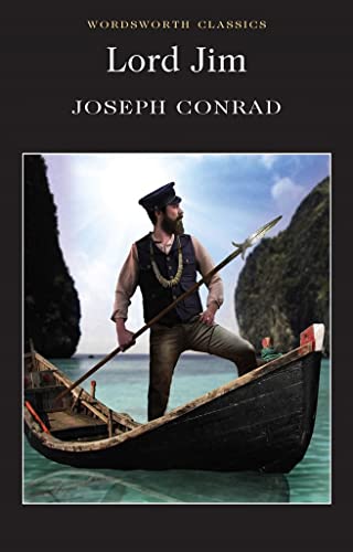 Book cover for Lord Jim by Joseph Conrad featuring a man holding a spear.