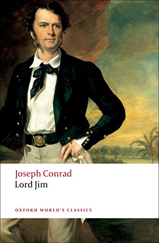 Book cover: portrait of a man in a dark jacket, “Lord Jim” title.