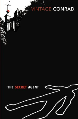 Book cover: “The Secret Agent” by Joseph Conrad, black and white design.