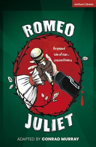 Romeo and Juliet" book cover with a hand holding a syringe near a heart.