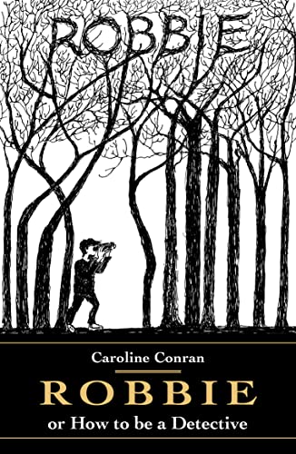 Book cover: a boy with binoculars stands amongst sketched trees.