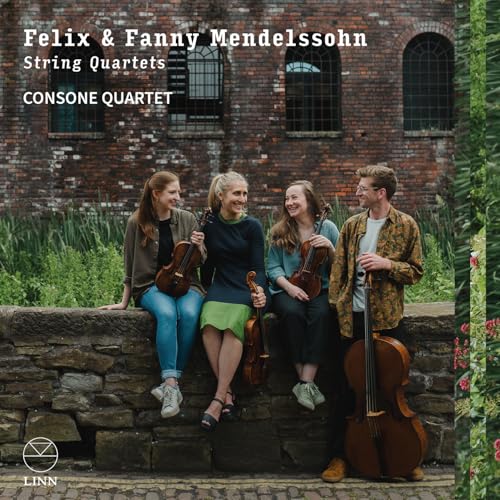 CD case featuring musicians, likely the Consone Quartet, with text indicating Mendelssohn.