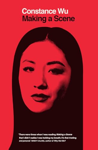 Book cover: red background, portrait of a woman with dark hair.