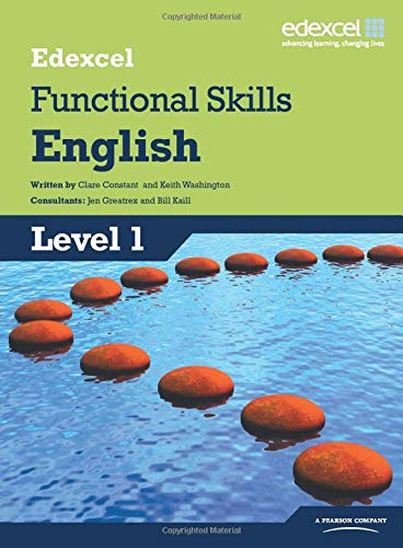 Edexcel Functional Skills English Level 1 textbook cover with stepping stones.
