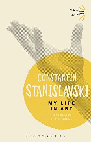 Book cover: "My Life In Art" by Constantin Stanislavski, with hand imagery.