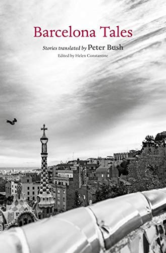 Book cover: Barcelona Tales, with a cityscape and dramatic sky.