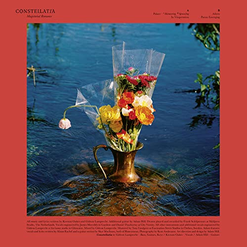 Vinyl album cover: bouquet of flowers in water, rippled surface.