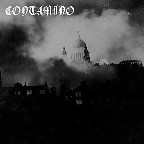 Black and white album cover depicting a city obscured by smoke.