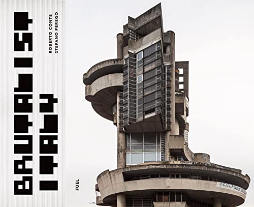 Book cover featuring a tall, angular Brutalist concrete building against a plain sky.