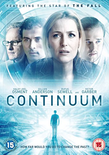 DVD cover for Continuum featuring four actors and a silhouette in a blue light.