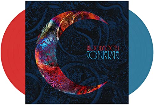 Vinyl record with red and blue discs and a crescent moon cover art.