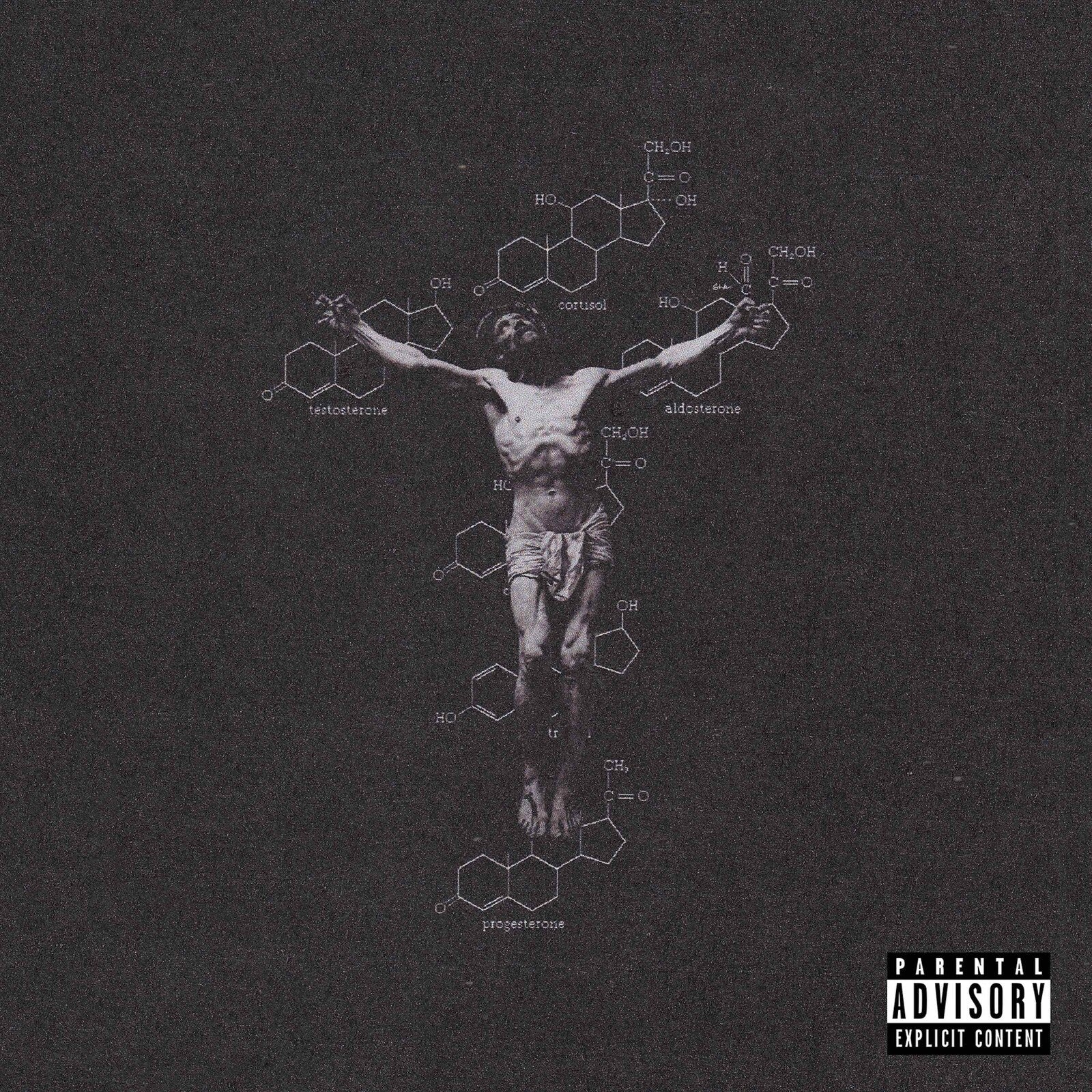Album cover for Conway The Machine, featuring a silhouetted figure and chemical formulas.