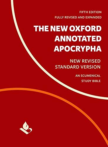 Red book cover with white text: "The New Oxford Annotated Apocrypha.