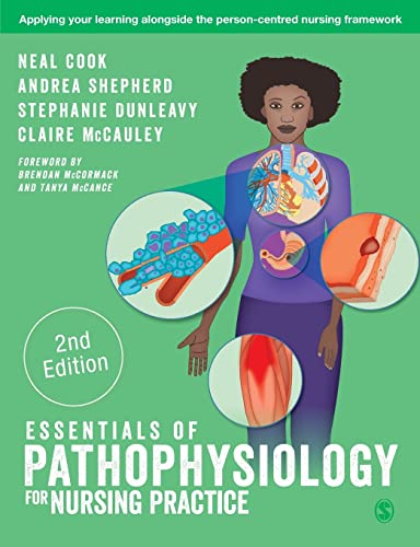 Textbook cover: “Essentials of Pathophysiology,” with anatomy illustrations and a nurse.