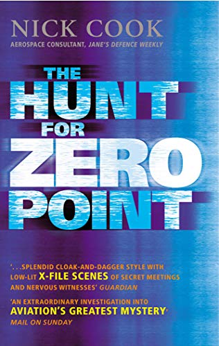 Book cover: "Hunt For Zero Point" with blue text and author Nick Cook.