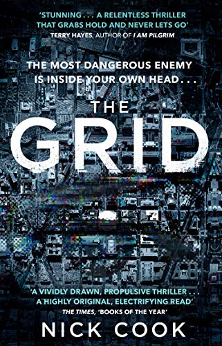 Book cover of The Grid by Nick Cook featuring an aerial city map background.