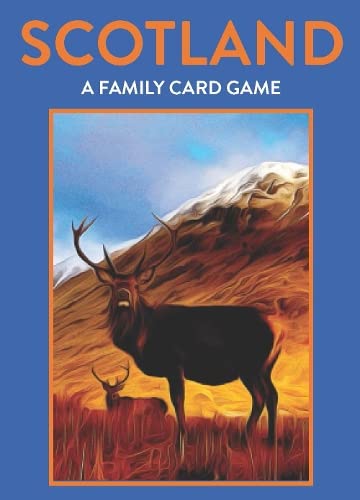 Game box featuring a painting of red deer in a Scottish landscape.