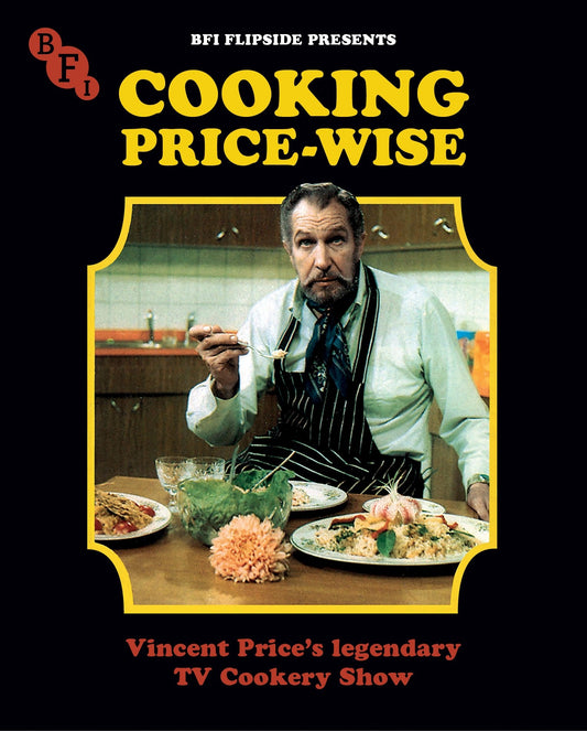 Blu-ray cover for "Cooking Price-Wise" featuring Vincent Price with food.