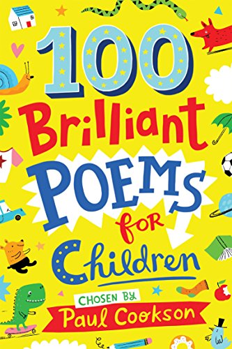 Book cover with yellow background, colorful text, and various small illustrations of animals.