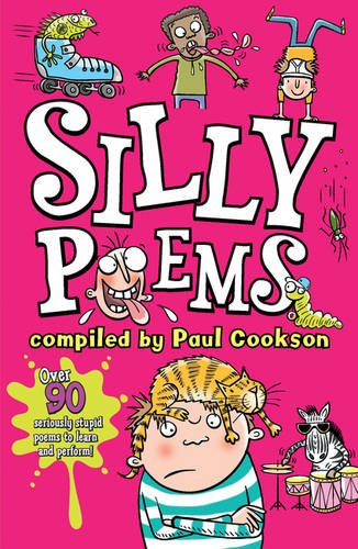 Book cover: "Silly Poems" with cartoon children and animals.