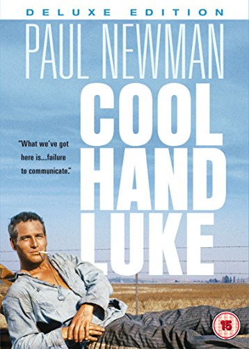 “Cool Hand Luke” DVD cover featuring Paul Newman in a rural setting.