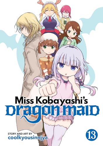 Cover of “Miss Kobayashi’s Dragon Maid Vol. 13” manga with anime characters.
