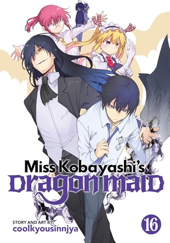 Manga cover featuring characters from Miss Kobayashi's Dragon Maid with text and volume 16.