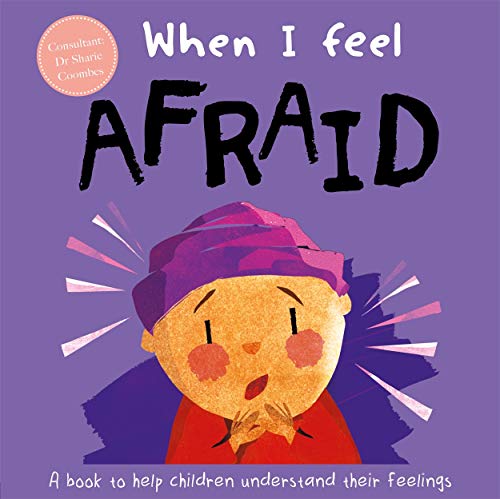 Book cover with a purple background showing a worried child wearing a purple hat.