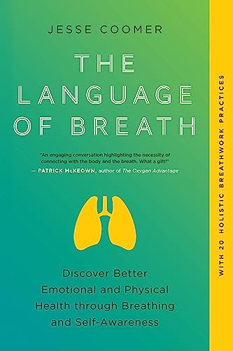 Book cover titled The Language of Breath by Jesse Coomer with a lung icon.