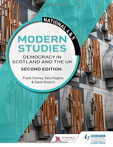 "Textbook cover with 'Modern Studies' title, featuring a modern building's facade."