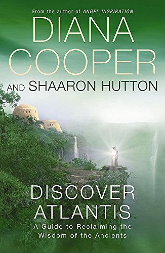Book cover: "Discover Atlantis" with a landscape and a figure in white.