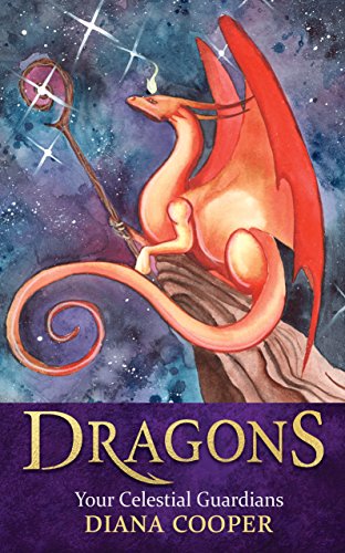 A red dragon holds a staff against a starry, dark blue cosmic background.