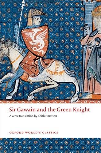 Medieval manuscript illustration of a knight on horseback with text below on white background.