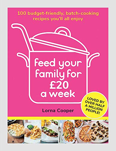 Cookbook cover with pink background, pot illustration, and food photos below.