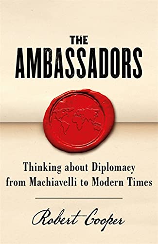 Book cover: "The Ambassadors" with a red wax seal and world map.