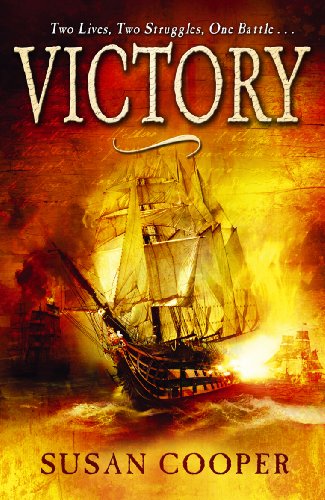 Book cover: sailing ship at sea with dramatic, fiery background.