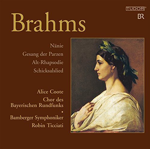 CD cover for Brahms’ “Nanie” featuring a portrait of a woman.