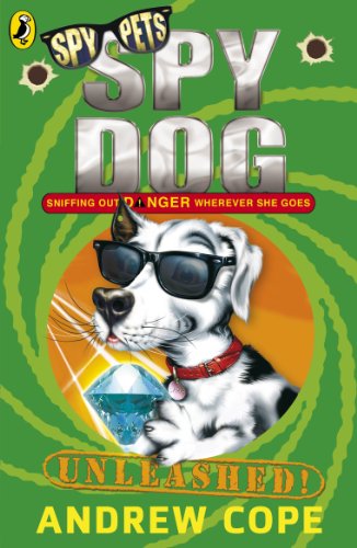 Book cover: a spotted dog wearing sunglasses and guarding a diamond.