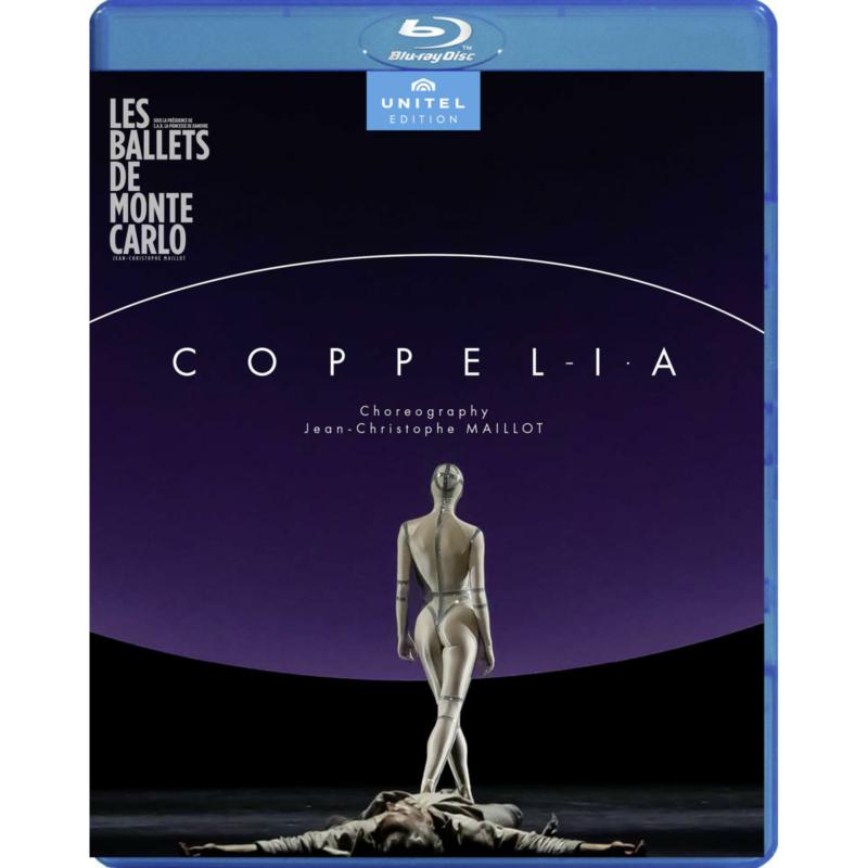 Blu-ray cover for “Coppel-i.a” ballet, featuring a dancer in a pose.