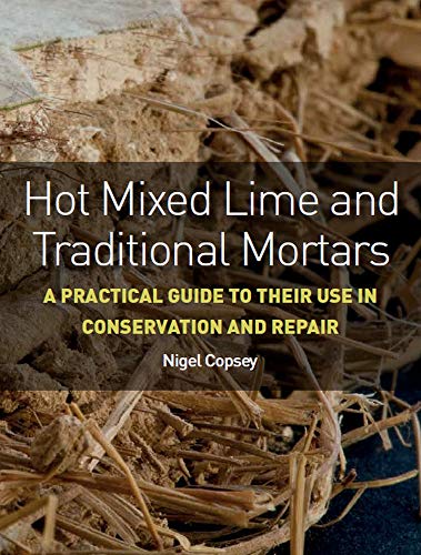Book cover showing a close-up of straw-mixed mortar with white text overlay.