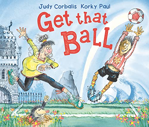 Children reaching for a soccer ball, illustrated book cover.