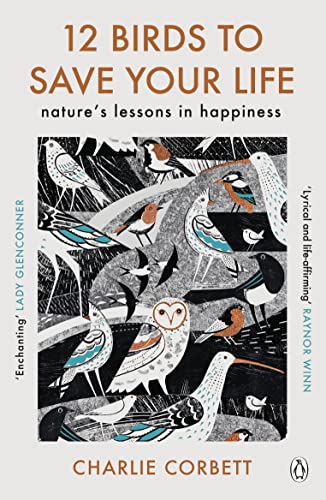 Book cover: "12 Birds to Save Your Life" with illustrated birds.